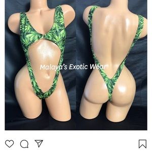 Exotic dancewear stoner print one piece bodysuit